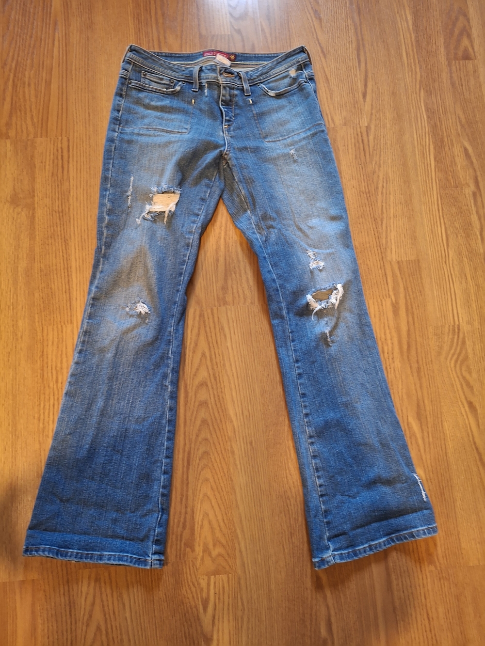 SO Distressed Blue Flare Jeans